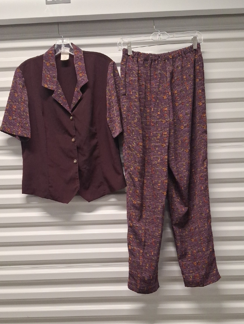 Vintage Two-Piece Purple Patterned Lounge Set